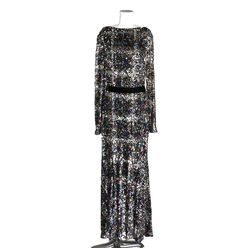 Talbot Runhof sequin embroidered evening dress